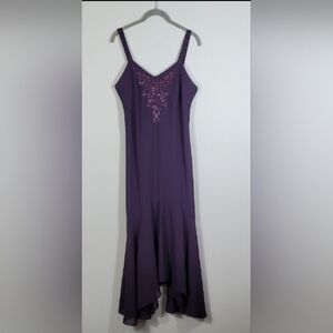 Y2K Coldwater Creek Asymmetrical Slip Dress Size 10 Purple Flowy Fairy Whimsy